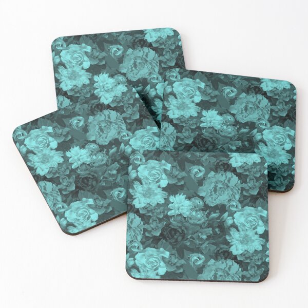 Item preview, Floral Abundance Monochrome Soft Teal Half-Drop Repeat 5748 designed and sold by Art in My Loft.