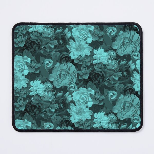 Item preview, Floral Abundance Monochrome Soft Teal Half-Drop Repeat 5748 designed and sold by Art in My Loft.