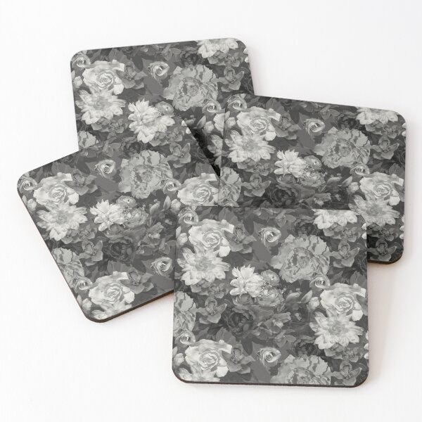 Item preview, Floral Abundance Monochrome Grey Half-Drop Repeat 5748 designed and sold by Art in My Loft.