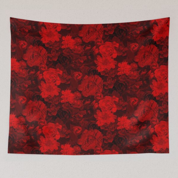 Item preview, Floral Abundance Monochrome High Drama in Red Half-Drop Repeat 5748 designed and sold by Art in My Loft.