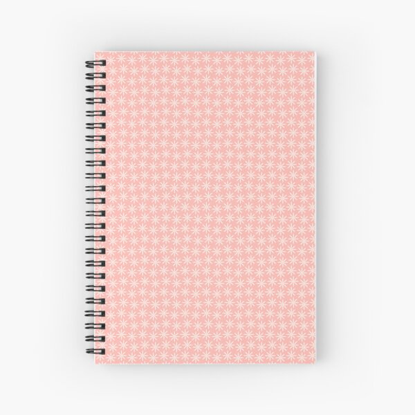White Flowers on Peach Pattern Spiral Notebook