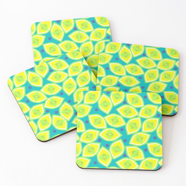 Item preview, Lemon and Blueberry Abstract on Teal Half-Drop Repeat 5748 designed and sold by Art in My Loft.