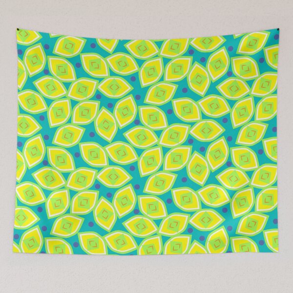 Item preview, Lemon and Blueberry Abstract on Teal Half-Drop Repeat 5748 designed and sold by Art in My Loft.
