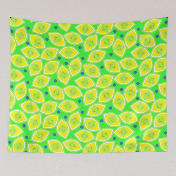 Item preview, Lemon and Blueberry Abstract on Bright Green Half-Drop Repeat 5748 designed and sold by Art in My Loft.