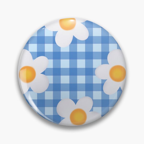 Item preview, White flowers on a blue check designed and sold by Kalaidas-Art.