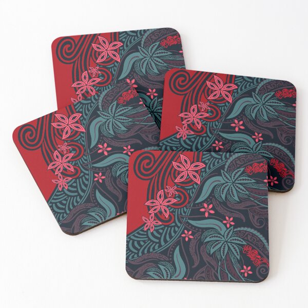 Item preview, Polynesian - Hawaiian - Samoan Midnight Tribal Floral  designed and sold by sunnthreads.