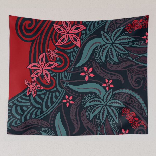 Item preview, Polynesian - Hawaiian - Samoan Midnight Tribal Floral  designed and sold by sunnthreads.