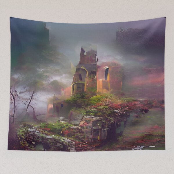 Item preview, Ancient Church Ruins - Archeology - Mist and Fog - Church designed and sold by CattlettArt.