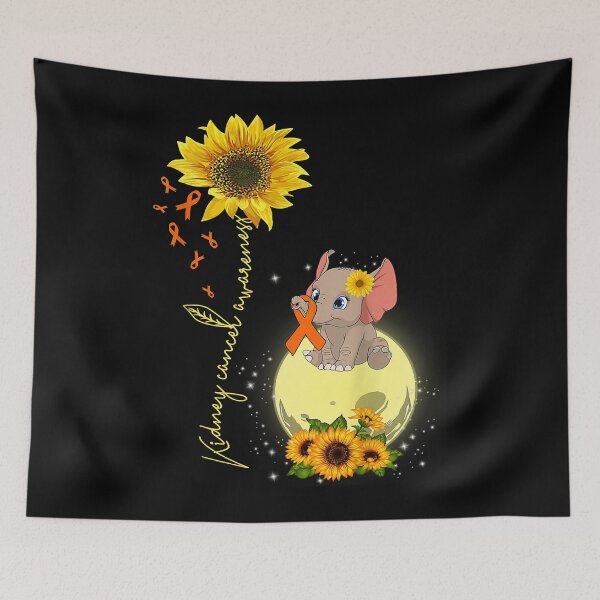 Item preview, Hippie elephant sunflower kidney cancer awareness survivor designed and sold by shannange.