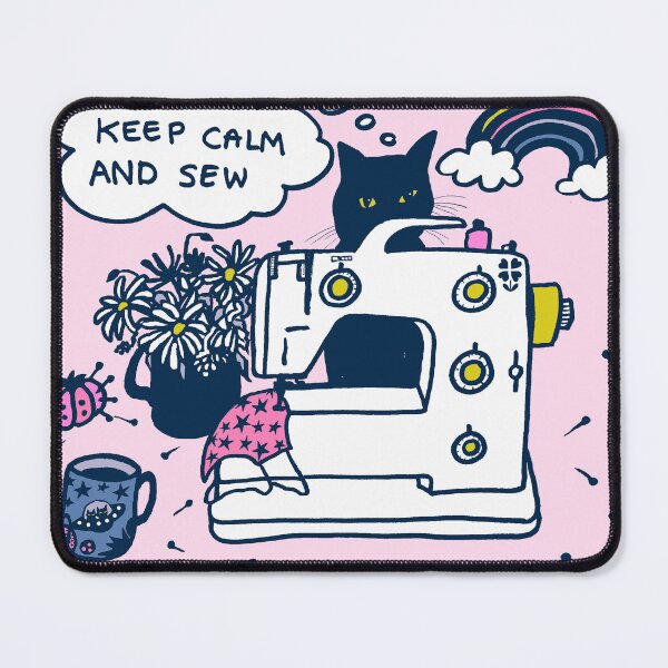Item preview, Cat and sewing maching,  stay calm and sew designed and sold by MagentaRose.