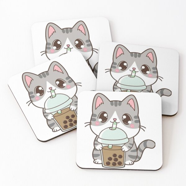 Item preview, Cute Cat Drinking Boba Milk designed and sold by kittiescuties.