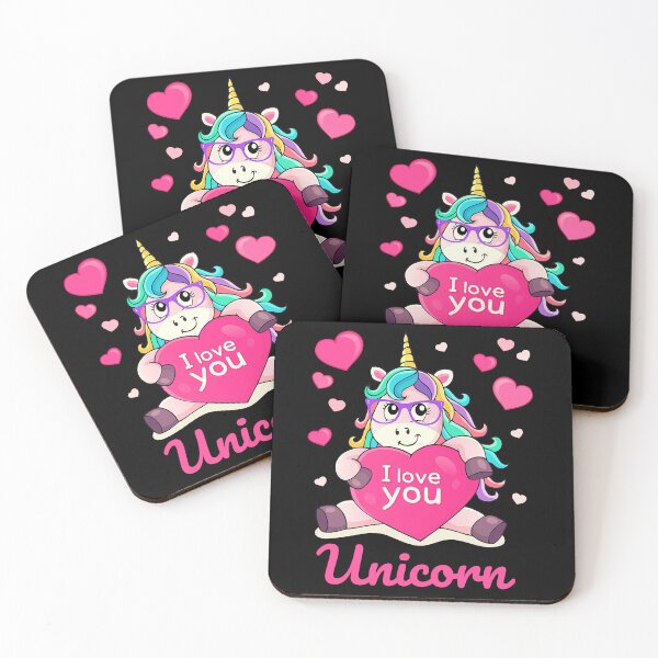 Artikelvorschau, Unicorn Lover Geschenke Rainbow Long Hair Glasses Pink I Love You Unicorn Funny entworfen und verkauft von Black Queens.