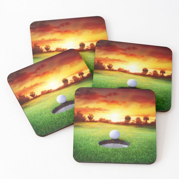 Artikelvorschau, Golfspiel bei Sonnenuntergang, für alle Golfer-Kunstposter entworfen und verkauft von LGMmugsdesign.