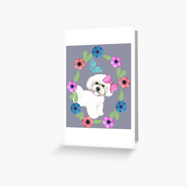 Bichon Frise and Butterflies Greeting Card