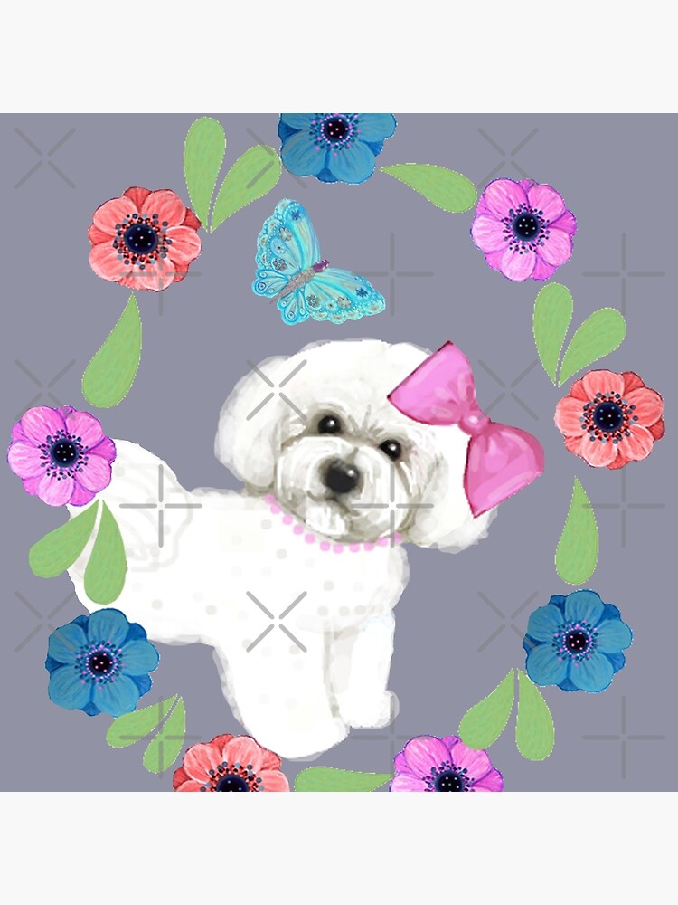 Thumbnail 2 of 2, Tote Bag, Bichon Frise and Butterflies designed and sold by MagentaRose.
