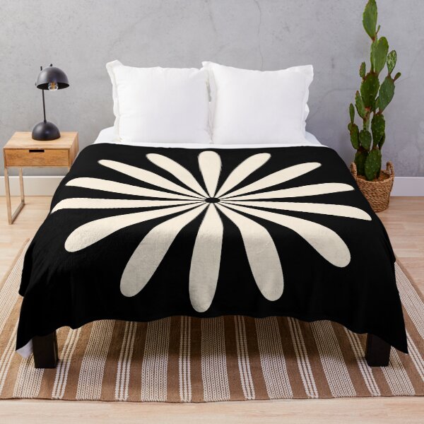 Item preview, Big Daisy Retro Minimalist Flower Black and Almond Cream designed and sold by kierkegaard.