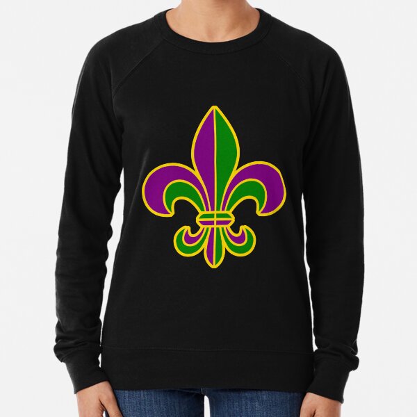 Fleur De Lis Shirt Glitter Effect Mardi Gras Lightweight Sweatshirt