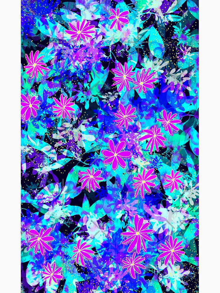 Thumbnail 3 of 3, Sticker, Illuminated Gardens Futuristic Florals designed and sold by tinaschofield.