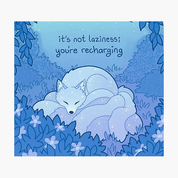 Item preview, "It's Not Laziness; You are Recharging" Sleepy Nine Tailed Fox Kitsune designed and sold by thelatestkate.