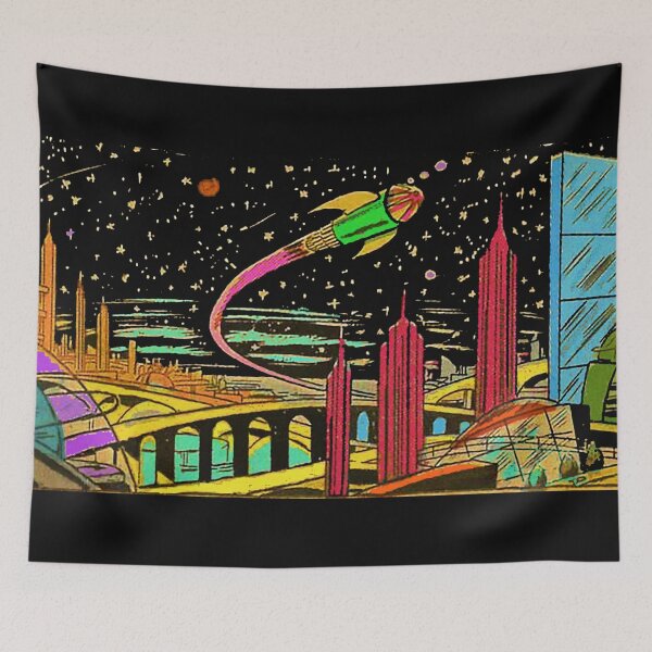 Item preview, Moonbase, Sky City, Outer Space, Rocketship, Sci-Fi, Science Fiction, Space City, Adromeda, Cartoon Space Base, Vintage Comics designed and sold by Nostrathomas66.