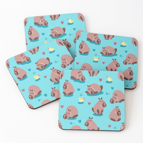 Item preview, Sleepy Chill Capybara Teal Pattern designed and sold by supermara.