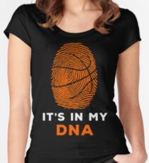 Basketball Is In My DNA Fingerprint Shirt, Hoodie, Coffee Mug Cup for Team, Player, Coach - Gift for Mom, Dad, Mother's Day, Father's Day Women's Fitted Scoop T-Shirt