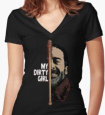 Look at my dirty girl Women's Fitted V-Neck T-Shirt