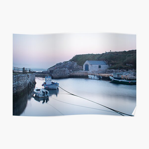"Boats in the Harbour, Ballintoy" Poster for Sale by mattdobbsart