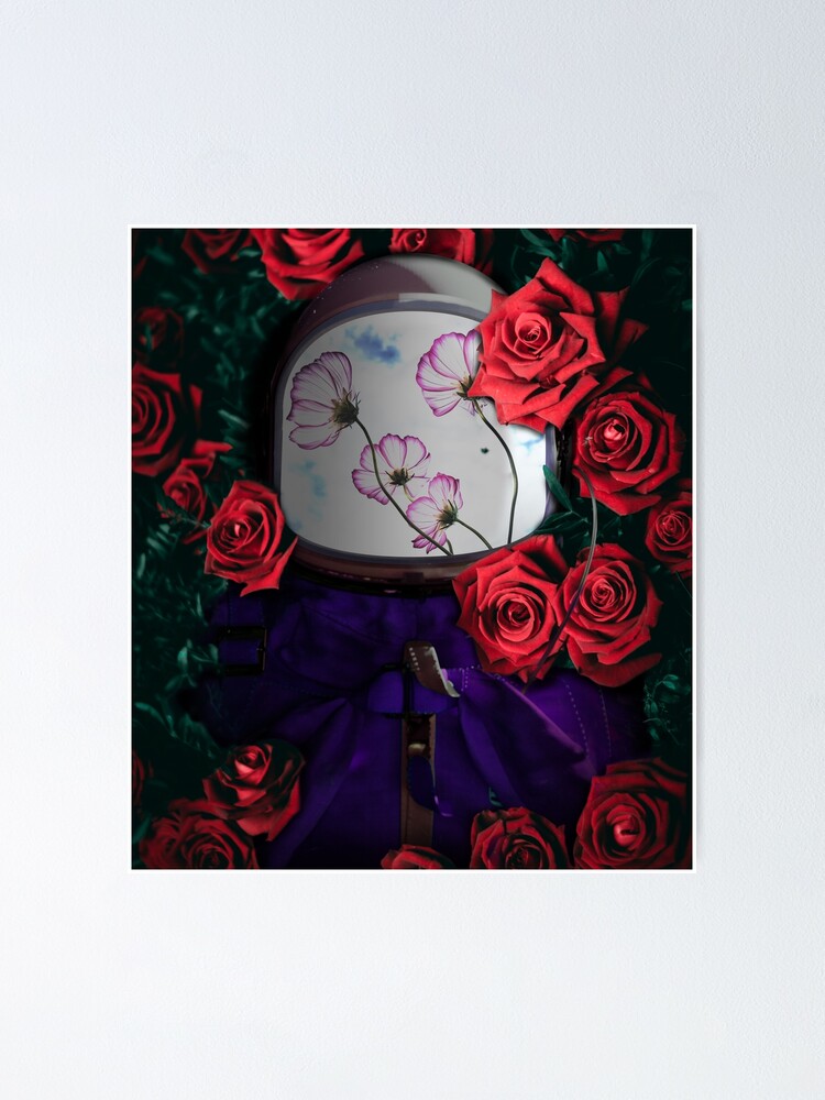 "NASA astronaut and roses" Poster for Sale by KolorKa Redbubble