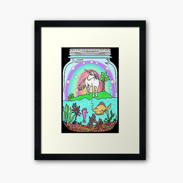 Unicorn Island, Terrarium Jar No. 7 Framed Art Print