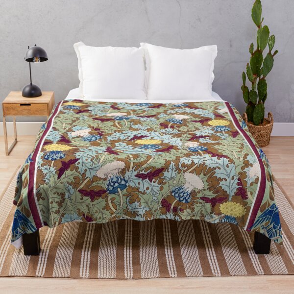 Item preview, RAVENS,CICADAS,YELLOW WHITE THISTLES WITH GREEN LEAVES Art Nouveau Floral Pattern designed and sold by BulganLumini.