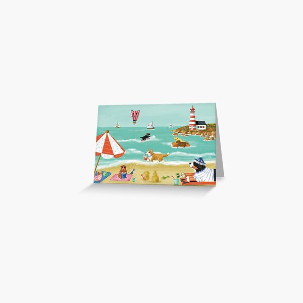 Happy pets on vacation at the seaside (Please read my own description, before you buy a canvas print) Greeting Card