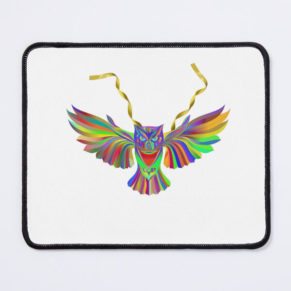Item preview, Rainbow flying owl Abstract, colorful bird art woodland creature, barn owl designed and sold by Paintingladycat.