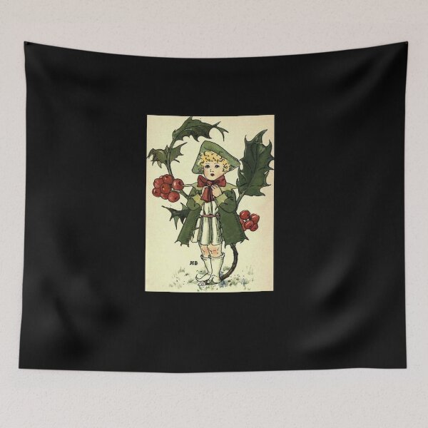 Item preview, Vintage Flower Girl, Holly - 1901 Book Illustration designed and sold by MountMercantile.