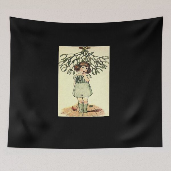 Item preview, Vintage Flower Girl, Mistletoe- 1901 Book Illustration designed and sold by MountMercantile.
