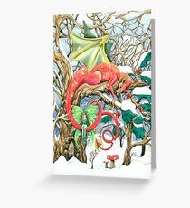 Snow dragon and his fairy Greeting Card