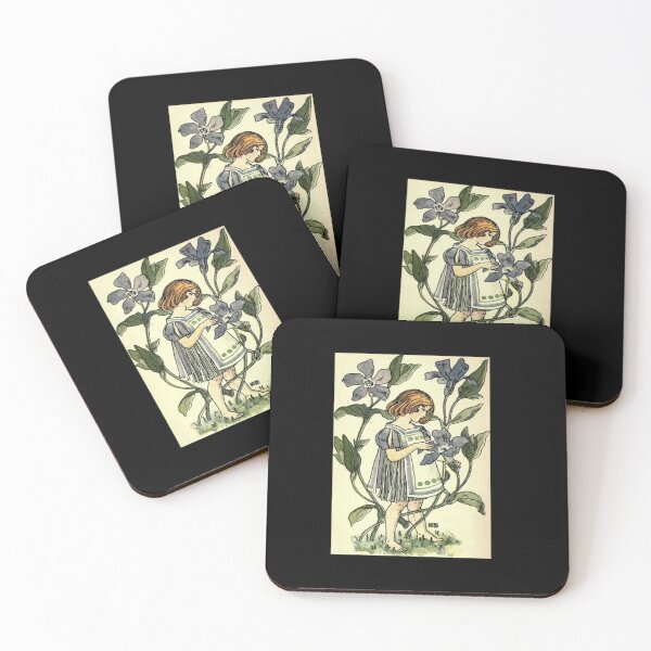 Item preview, Vintage Flower Girl, Periwinkle- 1901 Book Illustration designed and sold by MountMercantile.