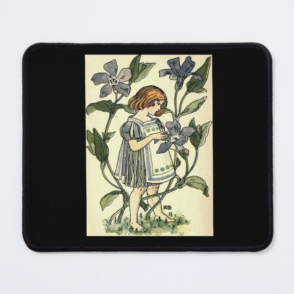 Item preview, Vintage Flower Girl, Periwinkle- 1901 Book Illustration designed and sold by MountMercantile.
