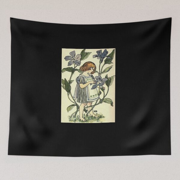 Item preview, Vintage Flower Girl, Periwinkle- 1901 Book Illustration designed and sold by MountMercantile.