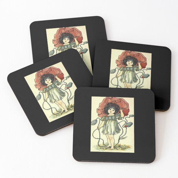 Item preview, Vintage Flower Girl, Poppy- 1901 Book Illustration designed and sold by MountMercantile.