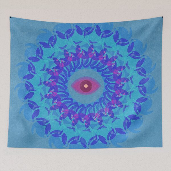 Item preview, Mandela Eye Blue Print Psychedelic kaleidoscope effectMandela Eye Blue Print Psychedelic kaleidoscope effect designed and sold by SmallOrbit.