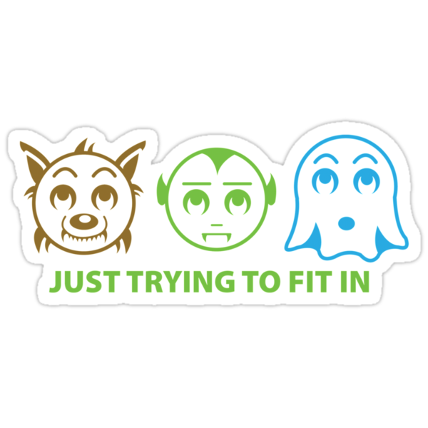  just trying to fit in stickers by greenhrnet redbubble