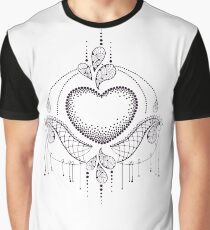 Dotwork heart and decorative lace. Graphic T-Shirt