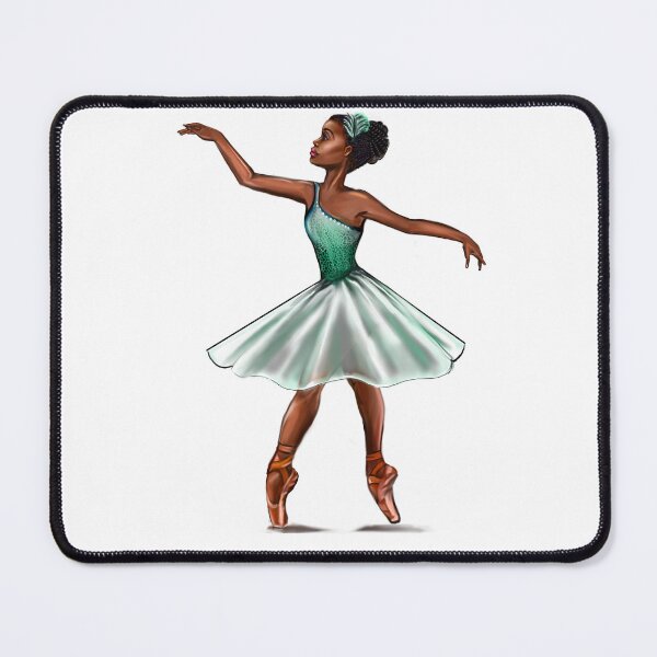 Item preview, Ballerina in green tutu, ballerina dancing pirouette green tutu - black womens brown skin ballerina designed and sold by Artonmytee.