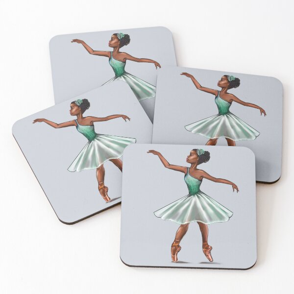 Item preview, Ballerina in green tutu, ballerina dancing pirouette green tutu  - black womens brown skin ballerina designed and sold by Artonmytee.