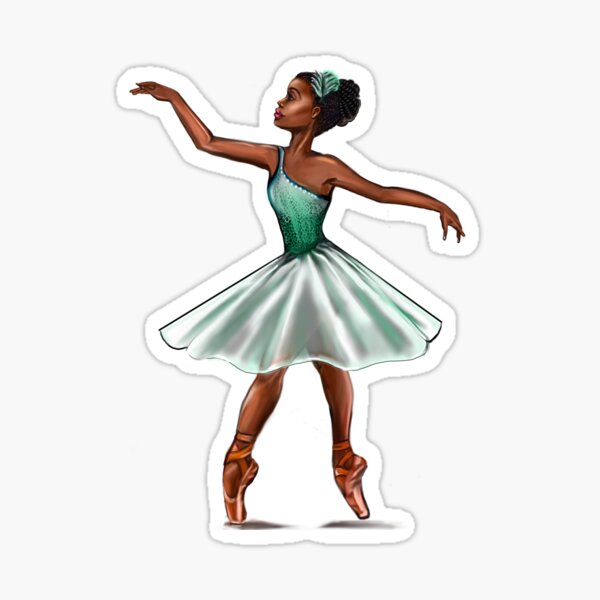 Vista previa del artículo con la obra «Bailarina en tutú verde, bailarina bailando pirueta tutú verde - bailarina negra de piel marrón», diseñado y vendido por Artonmytee.