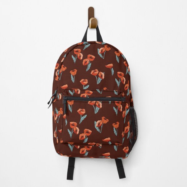 Item preview, Pretty poppies against a dark burgundy background  designed and sold by Sissle.