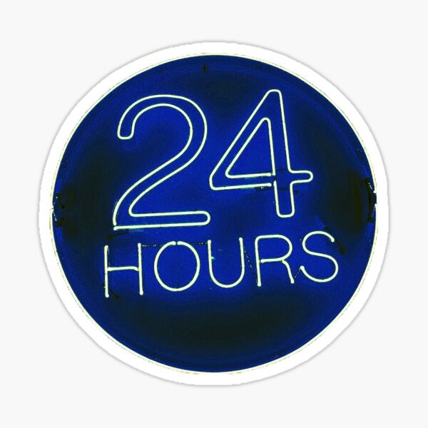 24 hrs blue Sticker