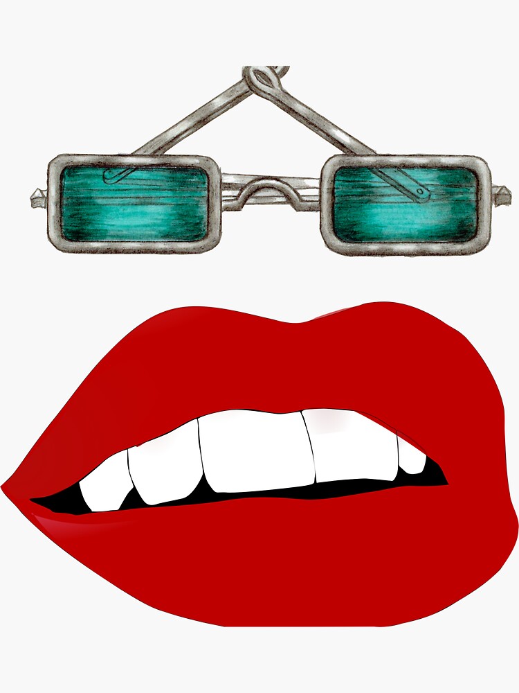 Sexy Lips With Glasses Sticker By Backhand13 Redbubble 0586