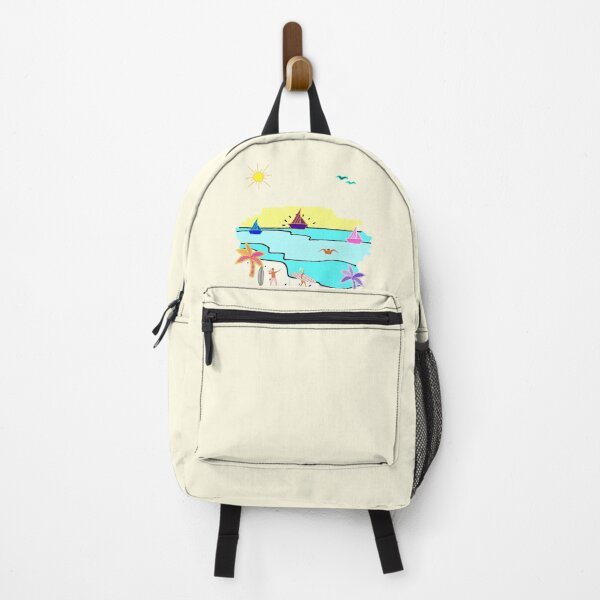 Item preview, I love beaches, High quality multi colored minimalistis vintage holiday vacation beach, bay, ocean, sea Waves drawing and illustration designed and sold by PrimeScripts.